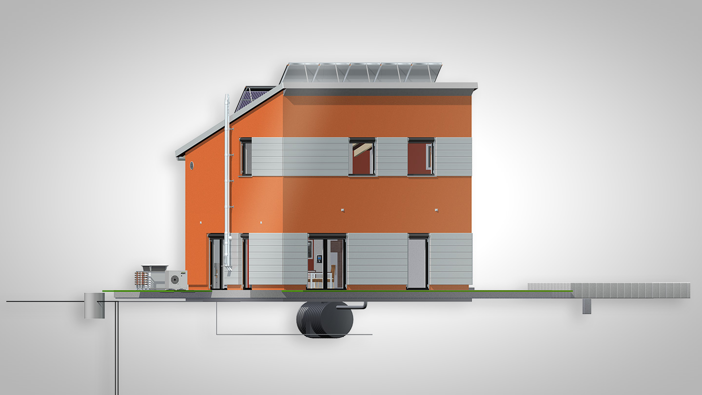 Titelillustration des ECO2Haus für eine Broschüre