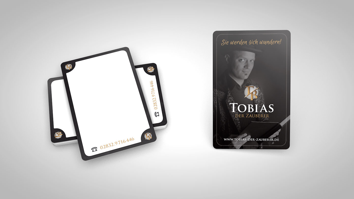 Tobias der Zauberer Visitenkarte in Spielkartenoptik